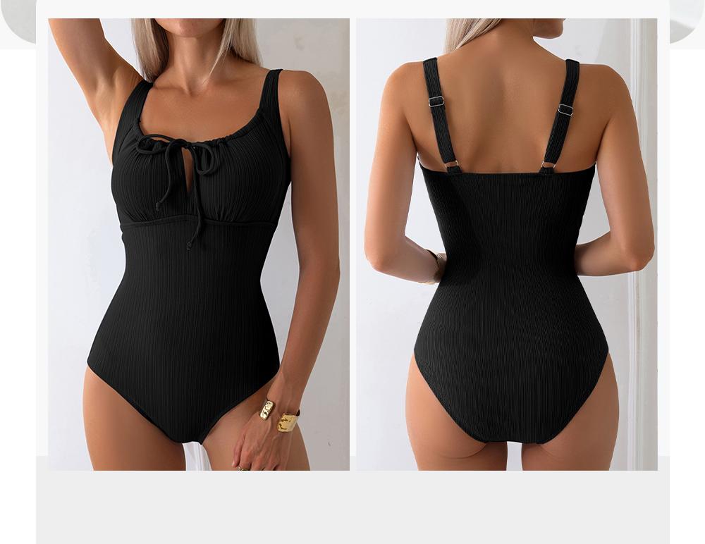 Aleumdr Womens Textured One Piece Swimsuit Tummy Control Bathing Suit with Bow Tie Knot Cutout Ruching Swimwear