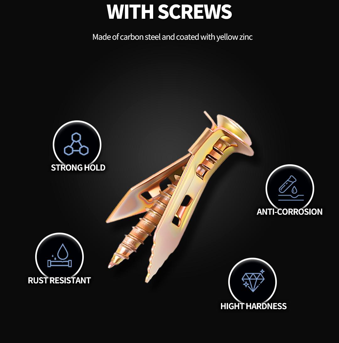 SOPAMI 80pcs Heavy Duty Self-Drilling Wall Anchor Kit No Drill Needed with Hooks & Brackets for Home Office Use Secure Stable Setup