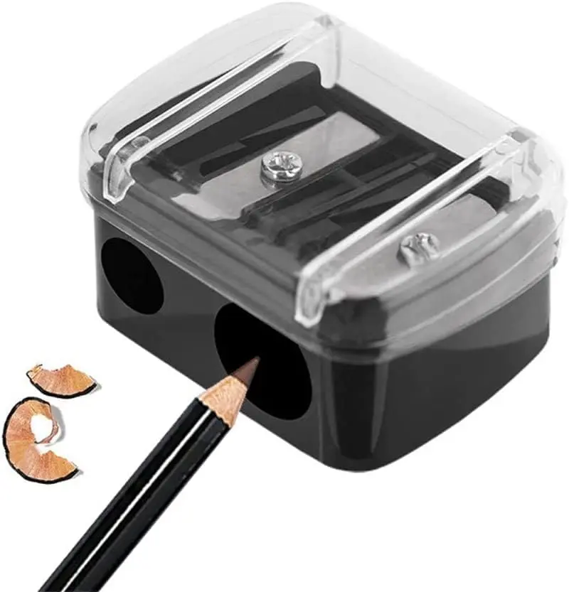 Makeup Pencil Sharpener with Cover, Dual Size Sharpener for Eyebrow Pencils, Eyeliner Pencils & Cosmetic Tools