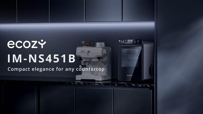 ecozy Nugget Ice Maker Countertop, Smart Pebble Ice Machine with APP Control, 44 lbs/24H Soft Pellet Chewable Ice with Self-Cleaning, Stainless Steel