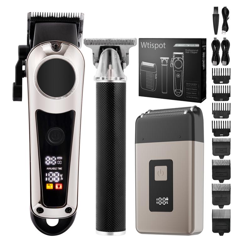 Wtispot Professional Blonde Hair Clipper & Trimmer Kit for Men USB Rechargeable Barber Set with LCD Display Adjustable Blade and Professional Trimmer professional hair clippers for men Wtispot Professional Blonde Hair Clipper & Trimmer Kit for Men USB Rechargeable Barber Set with LCD Display Adjustable Blade and Professional Trimmer professional hair clippers for men