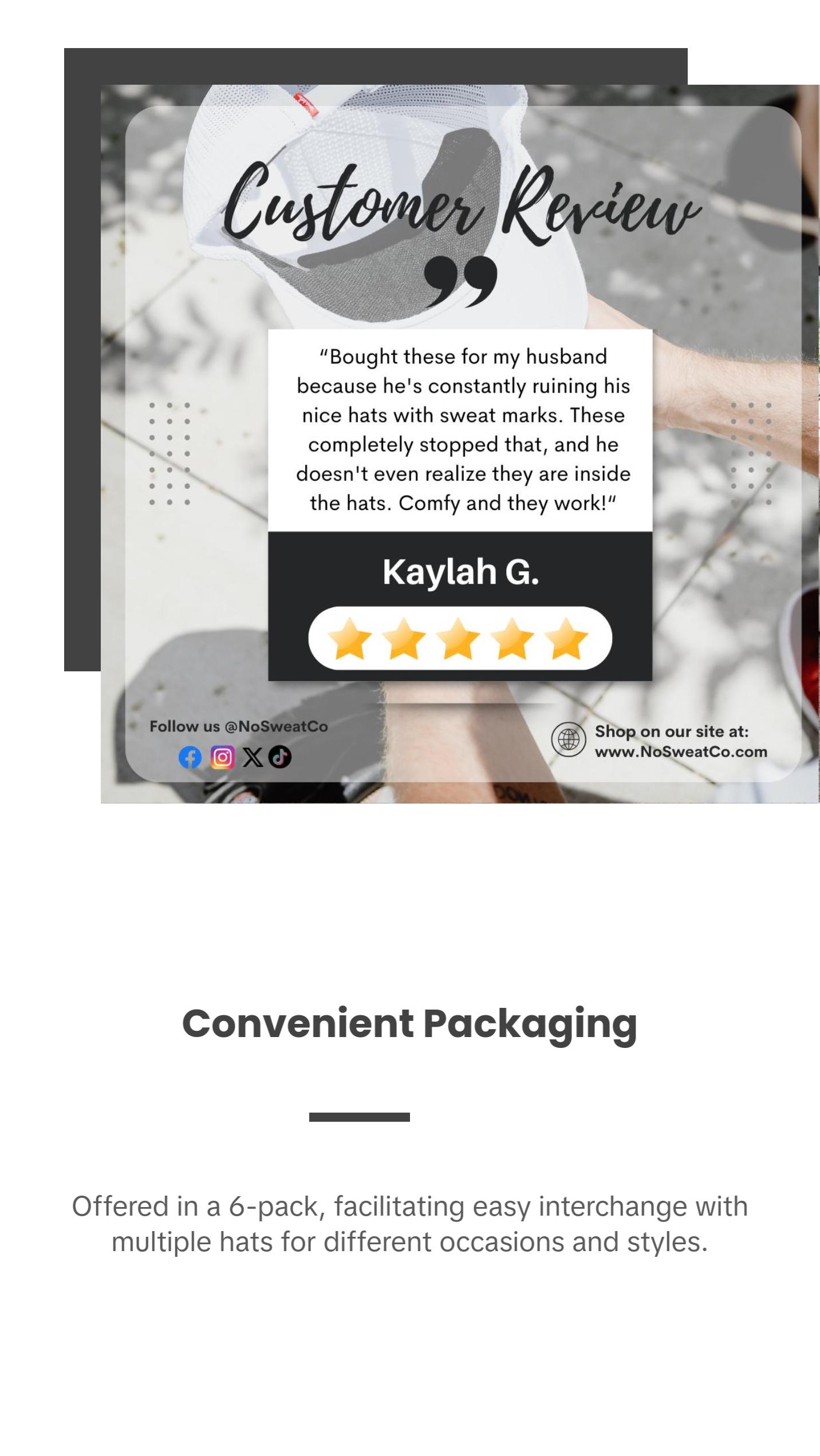 White Hat Liners - Patented SweatLock For All Hat Types - 6 PACK White Hat Liners - Patented SweatLock For All Hat Types - 6 PACK