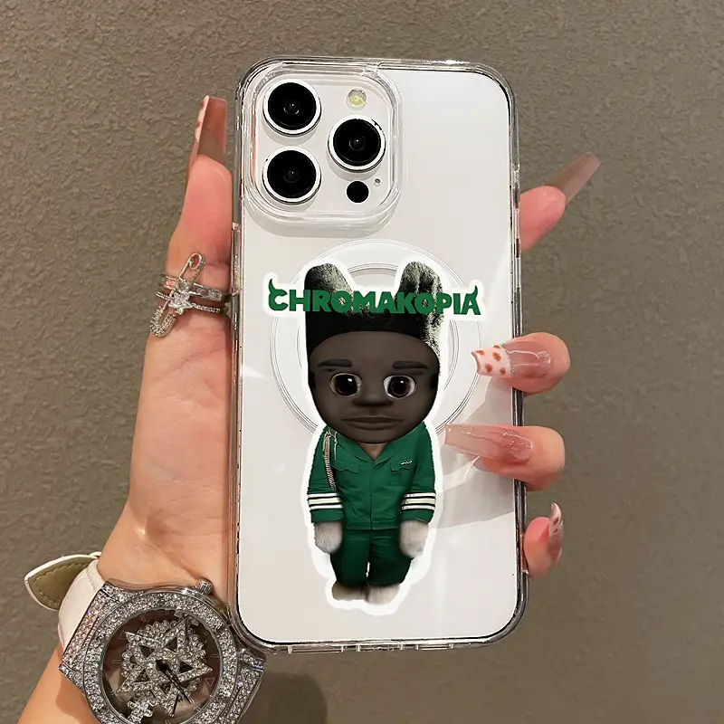 Magnetic Soft Smartphone Case for iPhone 11/12/13/14/15/16-Promax, Chromakopia Green Outfit Doll MagSafe Compatible, Transparent Handheld Device Cover, Aesthetic Pattern, Protective Cute Case with Resistance, Devices