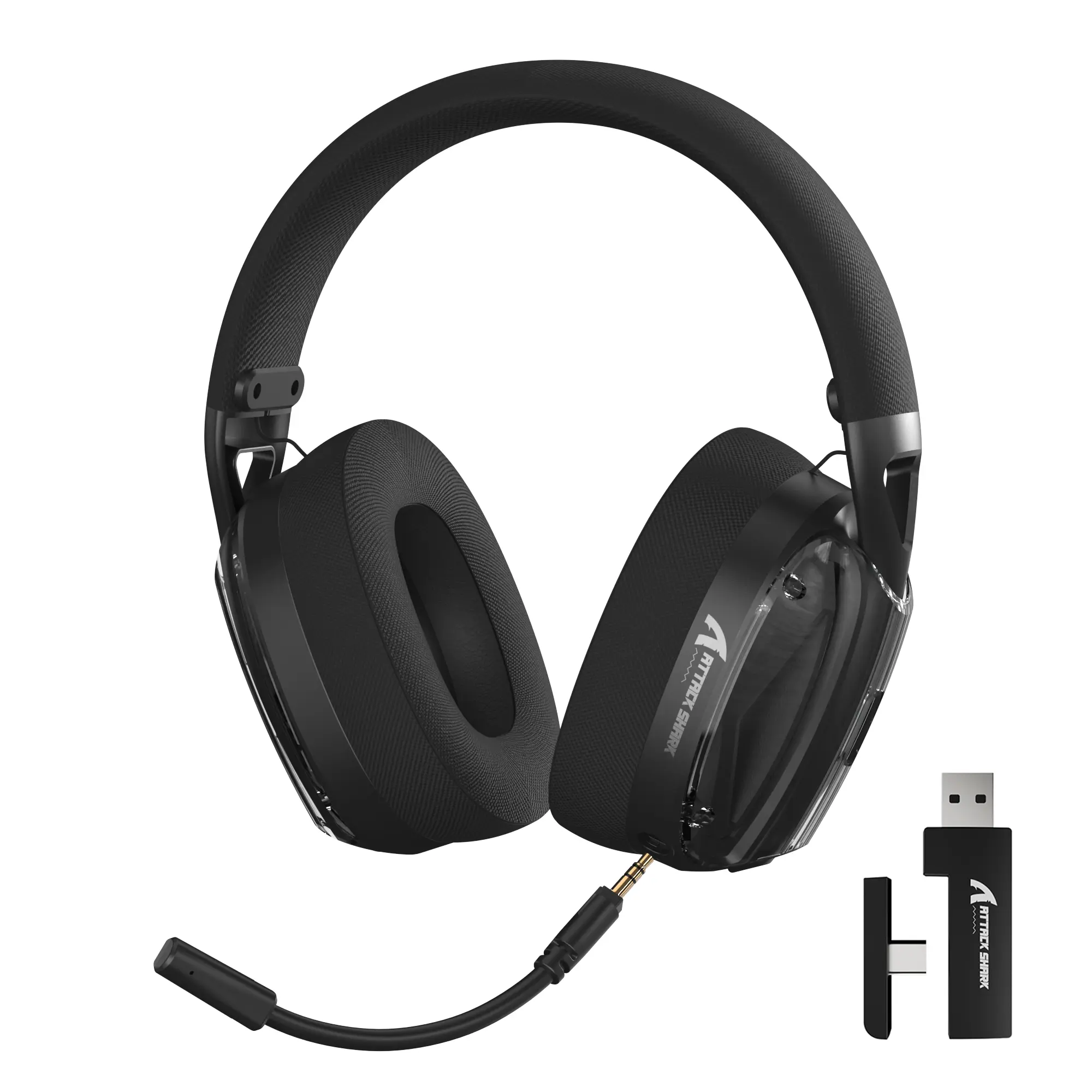 ATTACK SHARK L60 Wireless Gaming Headset Over-Ear, Wireless Gaming Headphones,Wired/Wireless/2.4GTri-Mode,40mm Drivers,5.1 Channel Stereo Sound,Detachable Noise Cancelling Mic,40+Hr Battery for PC/Mac/PS4/PS5/Switch