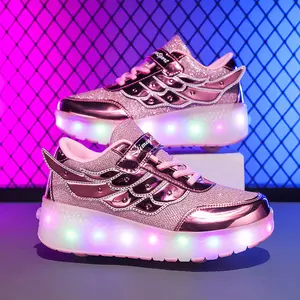 2026 New Style Exquisite Girls' Shoes, Children's and Teenagers' Roller Shoes, LED Light-Up Fashionable Sports Shoes, Two-Wheel Roller Skates, Outdoor Sports Roller Skates, Boys' and Girls' Birthday Gifts, Holiday Gifts, Halloween and Christmas Theme Boot