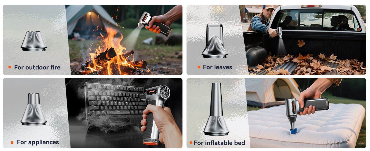 WOLFBOX MF100 Electric Air Duster 150000RPM Super Power Cordless Rechargeable Blower with 5 Nozzles & 2 Brushes for Computer Keyboard Outdoor House Car Cleaning - Multifunctional Portable Multifunctional TikTokShopHolidayHaul