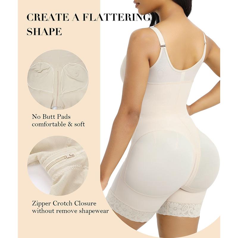 Women’s YIANNA Fajas Colombianas shapewear  Tummy Control Butt Lifter Shaper with Zipper Crotch detachable shoulder strap