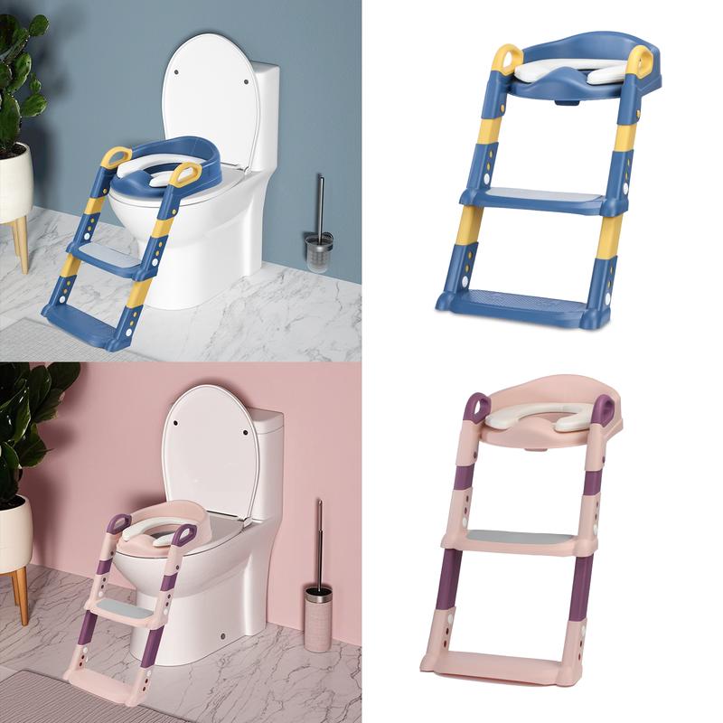 Potty Training Toilet for Toddlers & Babies Safety Step Stool Seat with Learning Ladder Easy Toilet Training for Kids Blue & Yellow