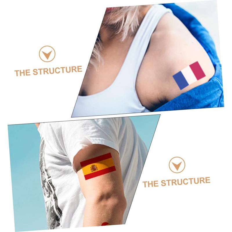 40 Pcs 2026 World Cup Flag Temporary Tattoos, Face Arm Leg Full Body Stickers for International Sports Events & Patriotic Activities, Easy to Apply