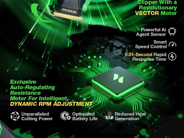 Suprent FANGS Vector Clipper – 13,000 RPM AI Controlled Motor Unique U-Shape Blade- Dual Mode Lever LED Light- Professional Hair Trimmer for Barbers-Gift for man