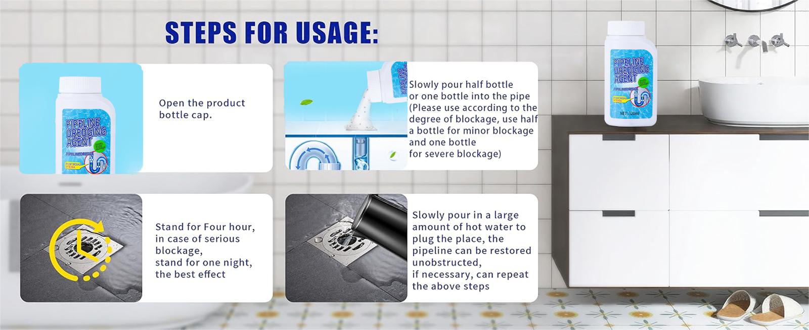 Liapu Powerful Pipe Dredging Agent for Kitchen and Toilet Pipelines - Dissolves 200+ Blockages and Kills 99% of Bacteria