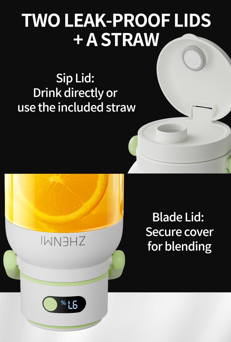 [Live] ZHENMI BPA-Free Cordless Portable Blender, 33oz. Portable Ice Crushing Juicer-for Shakes & Smoothies, 12 Stainless Blades, 2 Leakproof-Lids & Straw, USB Rechargeable Smoothie Blender