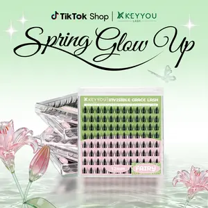 KEYYOU Fairy Single Length DlY Lash Cluster Invsible Band Natural 10mm 12mm 14mm 16mm Waterproof Long-Lasting Eyelashes Extensions  D Curl Easy to Use for Beginners Feline lash look Medusa Lash handmade lash TikTok Shop FebruaryFaves