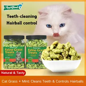 Crunchy Cat Grass Cat Treats for Hairball Removal. Natural, vitamin-rich, with mint to relax cats. Help clean teeth, freshen breath, and care for the gut. Perfect for training, rewards, and daily chewing