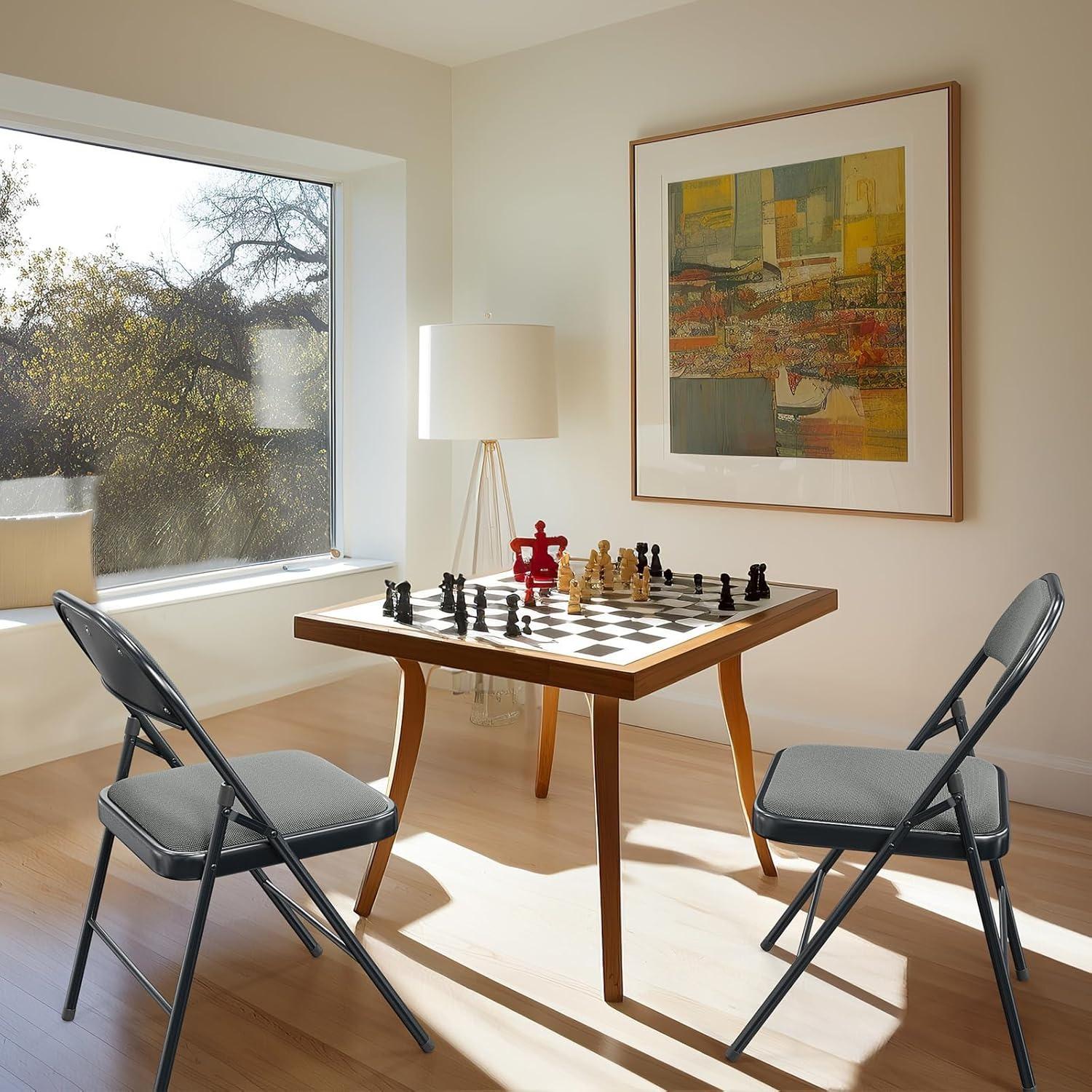 Karlhome 4/6/10 Pack Folding Chairs with Padded Seats, Metal Frame with Fabric Seat & Back, Capacity 350 lbs