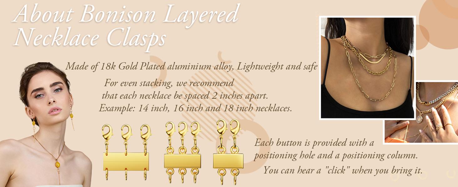 Necklace Layering Clasp 18K Gold Necklace Separator for Layering Magnetic Multiple Necklace Clasps and Closures for Women Necklace