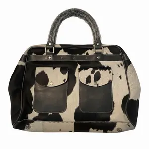 Weekender Duffle Leather Hair On Cowhide Duffel Travel Bag