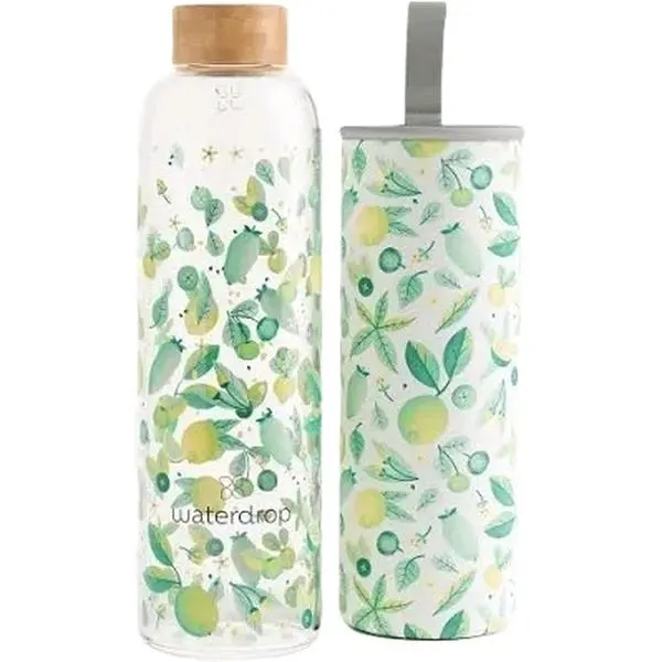 waterdrop green floral water bottle.