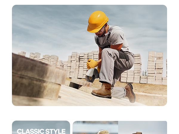 NORTIV 8 Steel Toe Cowboy Boots for Men Western Square Toe Leather Work Boots with Hazard Protection Goodyear Welt Construction Oil Slip Resistant Outsole SpringStatements