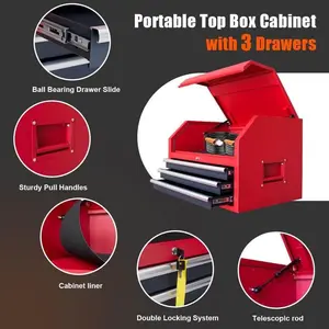 Description HPDMC Rolling Garage Workshop Tool Organizer 6 Drawer Tool Chest, Tool Storage Cabinet for Garage Storage with 4 Wheels and Locking System, Red