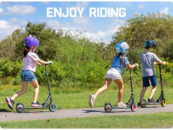 FanttikRide C9 Apex Kids Electric Scooter, Bluetooth Music Speaker, Colorful Light for Kids 8-12, 3.9-5.2 ft, 132 lbs, 5 Miles Range, Up to 40 min Ride Time, 5/8/10 MPH, 3 Adjustable Heights