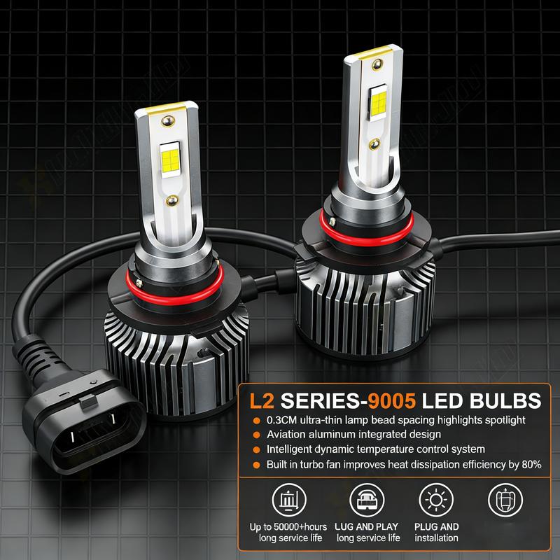 9005/HB3 LED Headlight Bulbs 66000LM Super Bright 6500K Cool White, Plug-N-Play IP68 Waterproof with Cooling Fan 60000+ Hrs for Car High Beam Fog Light
