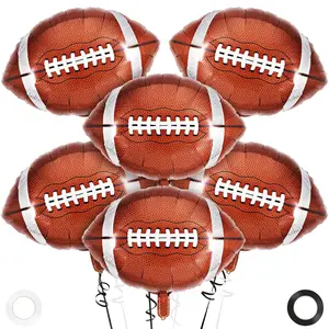 6-Piece 27-Inch Football Foil Balloons, Super Bowl & Game Day Party Decorations for Tailgates