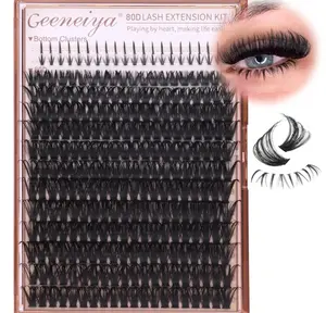 Geeneiya Cluster Eyelash Extensions with Bottom Lash Clusters 10-20mm DIY Lash Extension Wispy Volume Eyelash Clusters and Manga Spike Under Lashes for Beginners