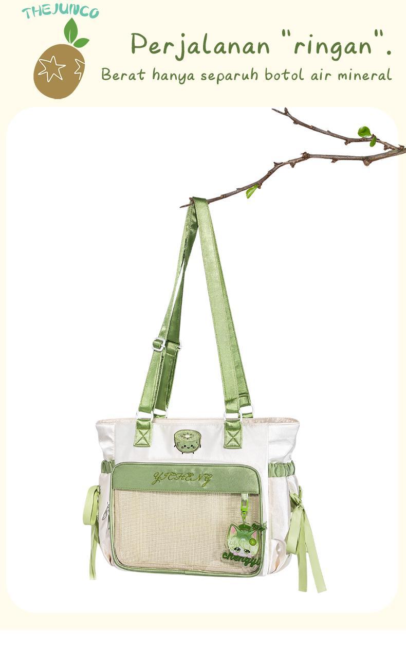 [Valentine's Day Gift] THE JUNCO Kiwi College Style Clear Barclay Ita Bag: A Large Capacity Double Shoulder Handbag for Students Also a Versatile Sling Bag for Women‘s, Perfect as a Shoulder Bags Woman and a Tote Bag for Gift