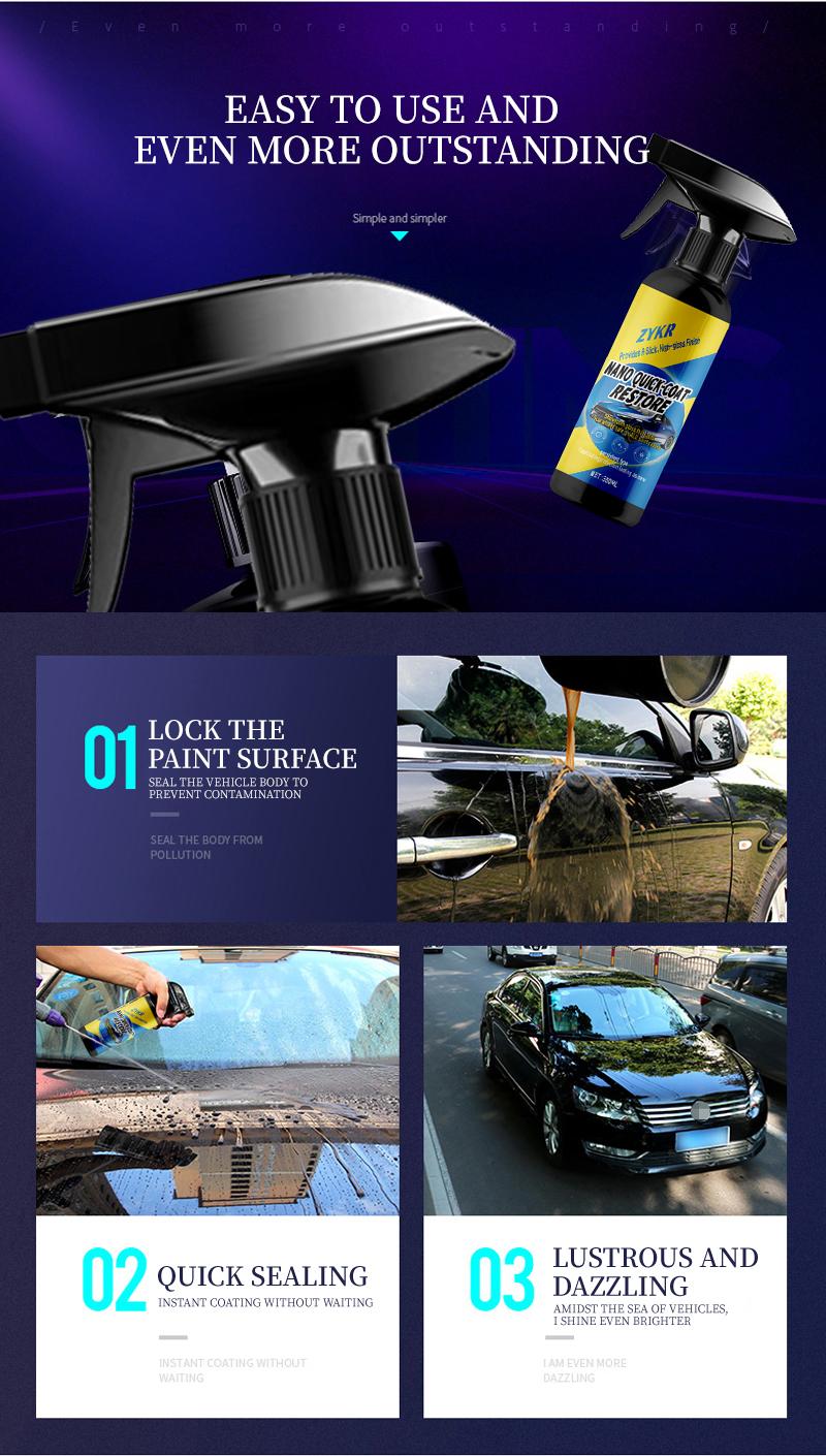 ZYKR Car Nano quick-coat restore-Coating Spray-Advanced Automobile Quick-acting Coating Agent With Dust -Proof and Glazing Effects -Long Lasting Car Showroom gloss that LASTS 350ml ZYKR Car Nano quick-coat restore-Coating Spray-Advanced Automobile Quick-acting Coating Agent With Dust -Proof and Glazing Effects -Long Lasting Car Showroom gloss that LASTS 350ml