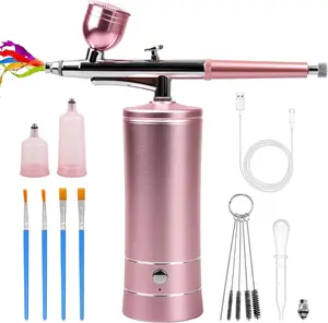 Airbrush-Kit Rechargeable Cordless Airbrush Compressor -Auto Handheld Airbrush Gun, Airbrush Set Portable Wireless Air Brush for Barber, Nail Art, Cake Decor, Makeup, Model Painting rhinowisdom Assorted Rhinestone