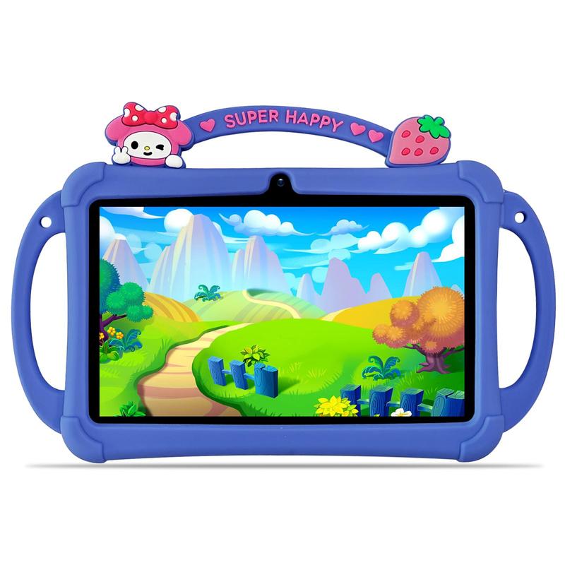 [TikTokShopJumpstartSale]PRITOM Kids Tablet 7 inch Android 13 Bluetooth WiFi HDScreen with Protective Case Parental Control System Dual Cameras Pre Installed Educational Apps Ideal Learning Tablet for Boys and Girls Pink Blue