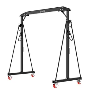 Garvee Adjustable Gantry Crane 1 Ton, 2200 LBS Portable Garage Hoist, Height 97"-141" 12-Position I-Beam Crane for Factories, Construction, Warehouse, Auto Shop Lifting