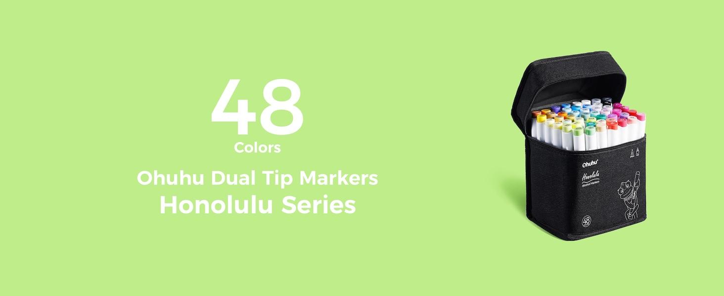Ohuhu Alcohol Markers: Brush & Chisel Dual Tips - From 24 Colors to 320 Colors - Honolulu Series Full Color Range - Double Tipped Art Sketch Marker Set - Refillable Ink - Honolulu Series of Ohuhuart