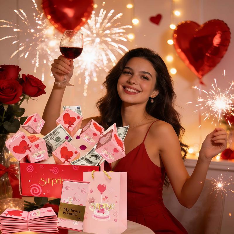 Surprise Gift Box Explosion for Money, Unique Folding Bouncing Red Envelope Gift Box , Cash Explosion Luxury Gift Box for Birthday Anniversary Valentine Proposal Surprise Gift Box Explosion for Money, Unique Folding Bouncing Red Envelope Gift Box , Cash Explosion Luxury Gift Box for Birthday Anniversary Valentine Proposal