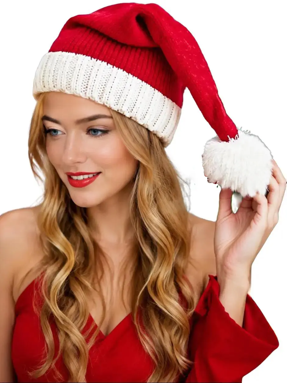 Red Knitted Santa Hat Beanie, Sports & Outdoor Accessory For Adults, Accessories