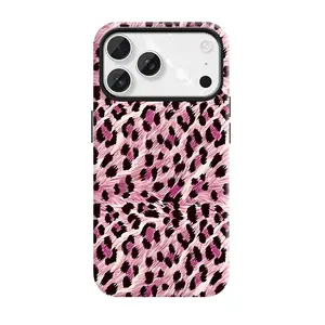 Luxury Pink Leopard Print Phone Case Compatible with iPhone 17 Pro Max 16 15 14 13 12 11 X Plus/Air/Pro Max/Pro,Samsung S25,S24,S23,S22,Ultra Plus FE Shockproof Anti Drop High Quality Protective Case