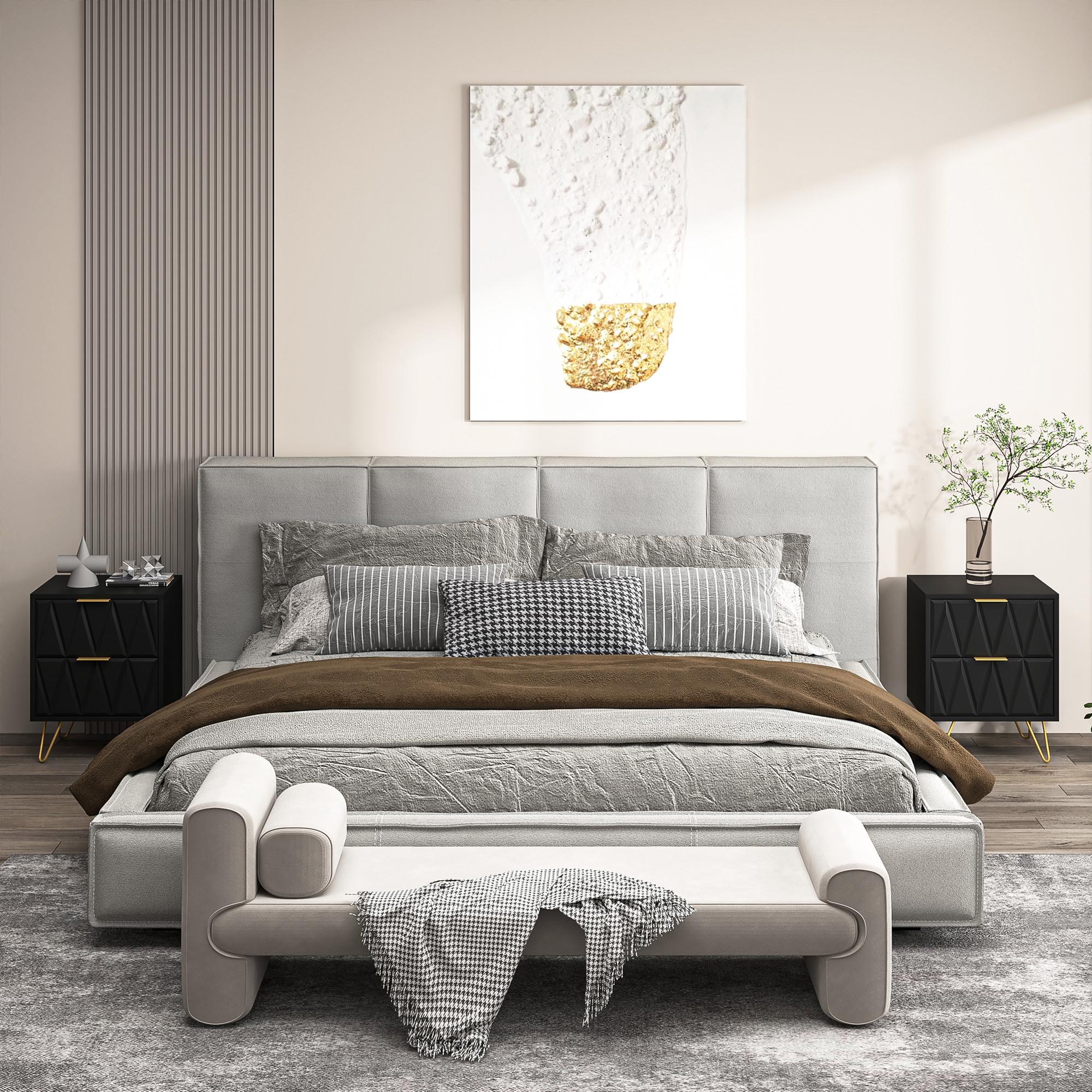 2pcs Nightstand Modern Bedside Table with 2 Drawers & Gold Metal Legs, Simple and Elegant Bedside Table,Night Stand Metal Legs for Bedroom Living Room