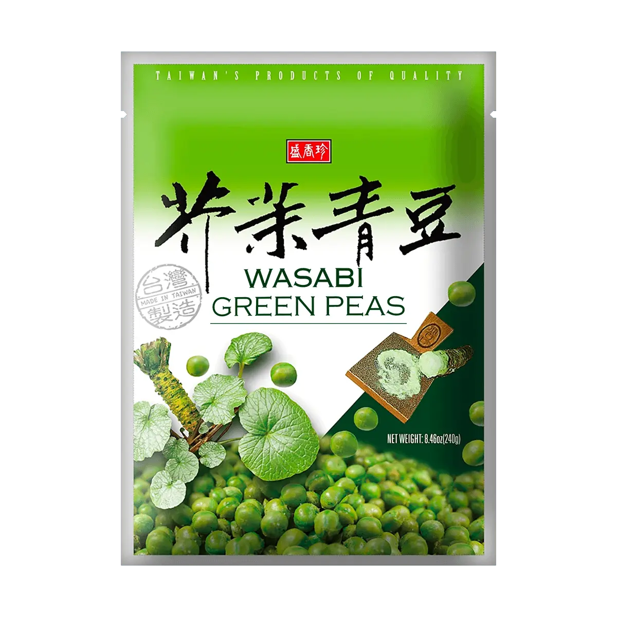 TRIKOFOODS Wasabi Peas 240g - Crunchy Taiwanese Snack, Party & Snack Box Essential, Bold Flavor