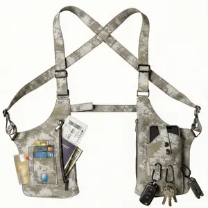 Premium Leather Underarm Shoulder Bag with Built-in Adjustable Holster, Compatible with Multiple Sizes, Large Capacity Pockets, Card Holder & Keychain, Adjustable Chest Harness