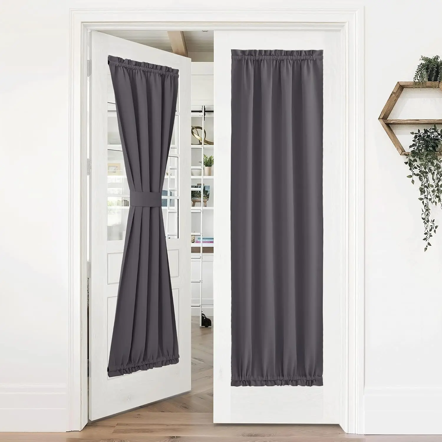 NICETOWN 1-Panel Door Curtain Panels, Thermal Insulated Blackout Home Decorative Dark Curtains with Rod Pocket for French Door, Classroom Lockdown Shade for House Decor Privacy, Home Decorative Curtain, Room Darkening Curtains