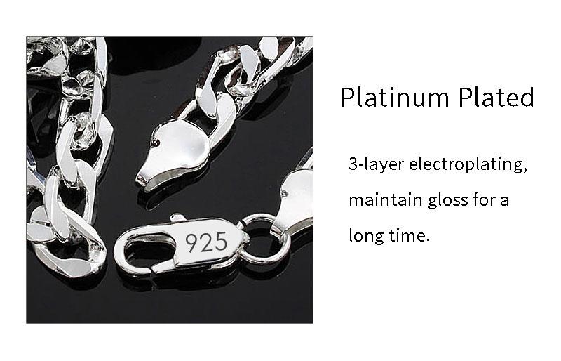Men's Silver Color Necklace 2/4/6/8/10/12MM 40-75cm Face Chain Necklace Lobster Clasp Men Women Engagement Jewelry Gifts