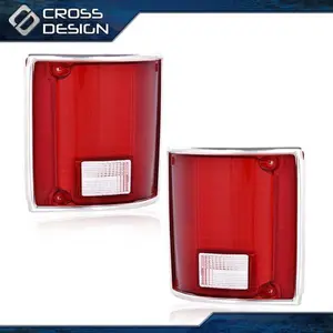 CROSSDESIGN Pair Red Lens Tail Light Cover Left&Right Set Fit For 1975-1986 Chevrolet Blazer