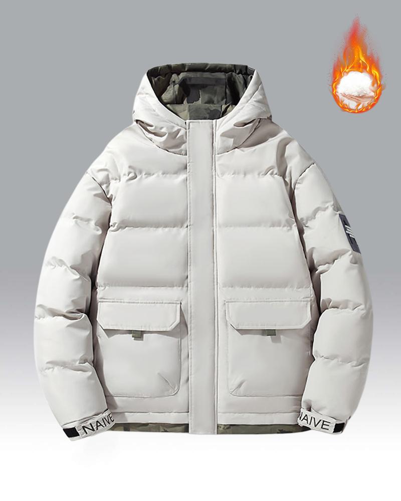 Men's Lightweight Puffy Hoodie – A thick, warm cotton jacket; features a drawstring hood, hook-and-loop fasteners, and a zippered front closure; perfect for various occasions such as commuting to work or going out on the weekend; an essential versatile pi Men's Lightweight Puffy Hoodie – A thick, warm cotton jacket; features a drawstring hood, hook-and-loop fasteners, and a zippered front closure; perfect for various occasions such as commuting to work or going out on the weekend; an essential versatile pi