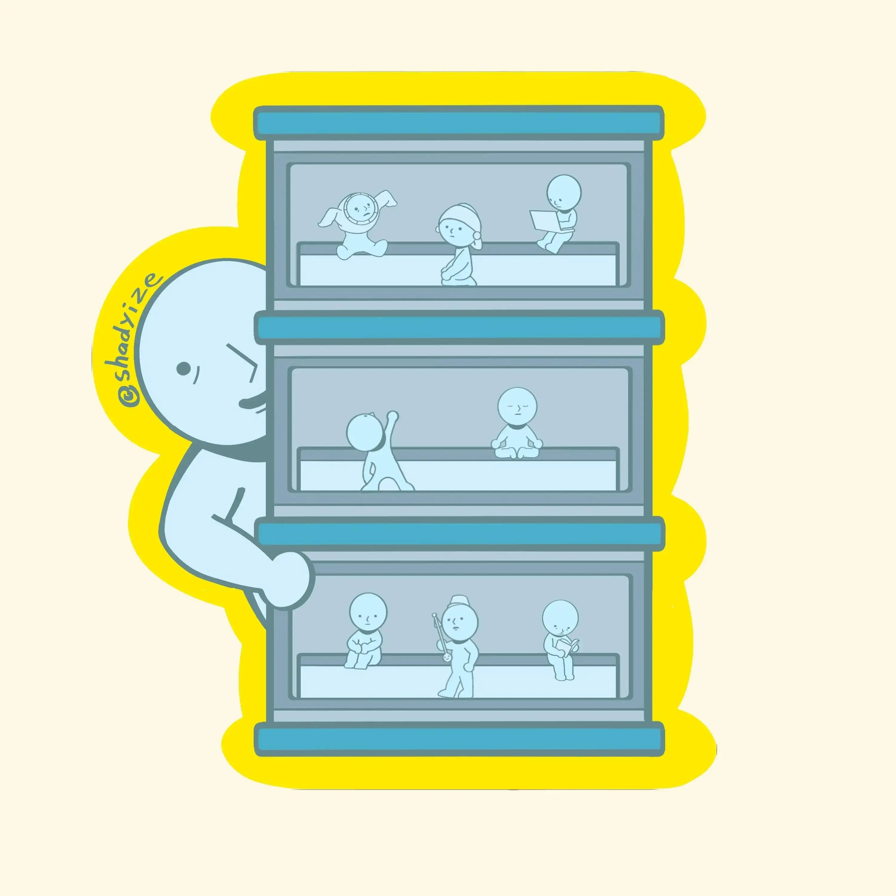 Funny Smiski Stickers Meet My Collection, Mental Health Care Collection, Waterproof Vinyl, 3x3 inches