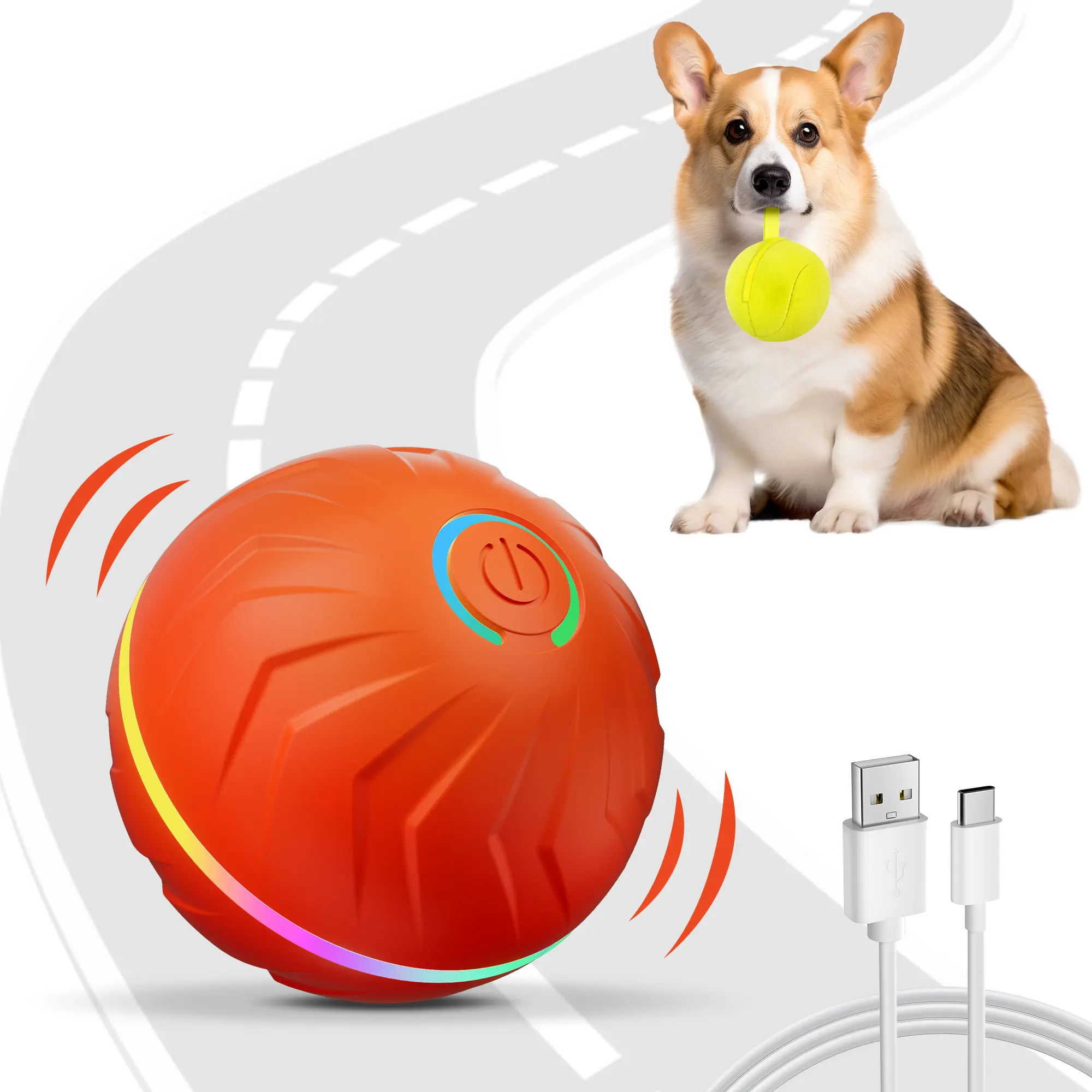 Automatic Interactive Dog Ball Toy - Plastic, Smart Auto Play, Chase-Ready Motion, Random Jumping & Rolling, USB Rechargeable Chew Toy for Small/Medium/Large Dogs - Daily Play Essential