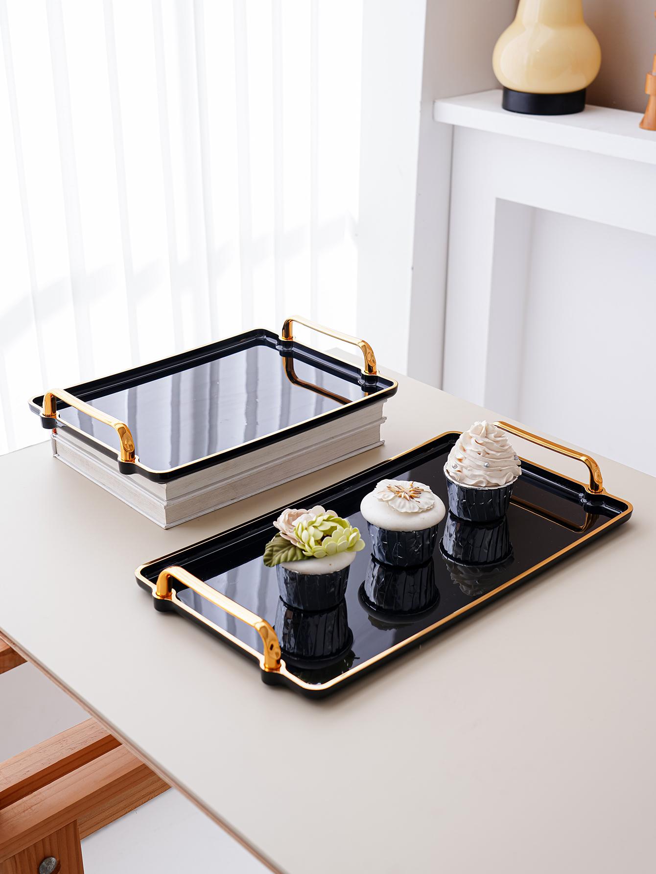 Black Acrylic Serving Tray - Rectangular, Perfect for Kitchen Use, Wedding & Party Decor, Tea Party Setup & Home Display