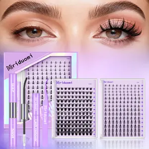 Miriduomi DIY Lash Clusters Kit - Soft Fluffy Long-Lasting Lashes with Glue Remover & Tweezer for Beginners Easy At-Home Application - Eyelash Set