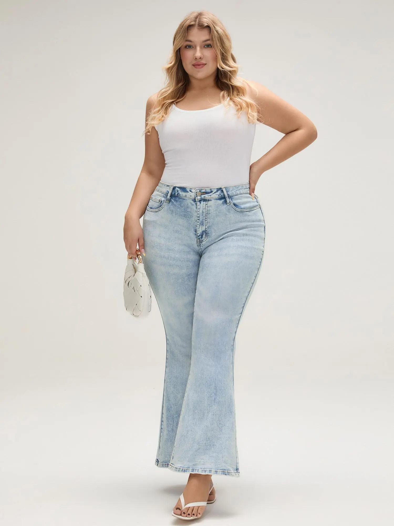 EMMIOL【Buy 4 save 50】High Stretch Flare Jeans for Women Trendy, Mid-High Waist Bootcut Bell Bottom Jeans, Stretchy Denim Y2K Pants with Real Pockets