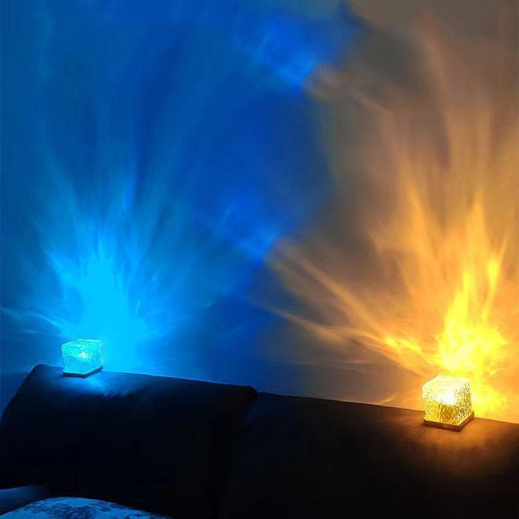 Cube Lamp Northern Lights Projector, Sixteen colors Gradual Rotating Flame Water Lights for Bedroom, EasterEggLight Ocean Lamp with Remote Control for Office Bar Restaurant Bedroom Underwater Projector Light Tiktokshopmothersday clearance items